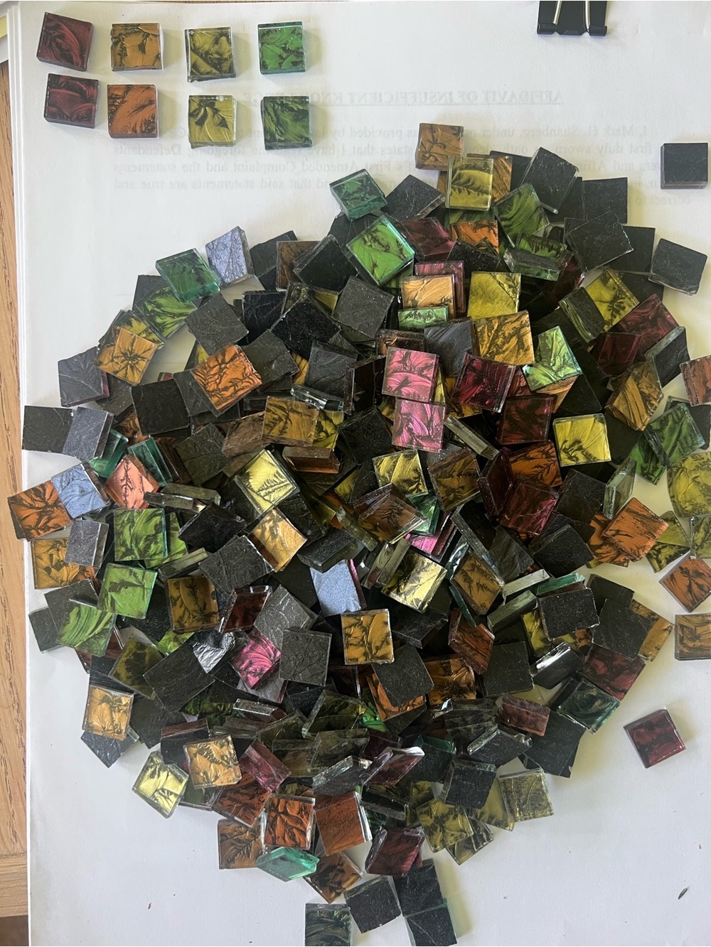 Iridescent Glass Mosaic Craft Tiles - Multi Color Squares